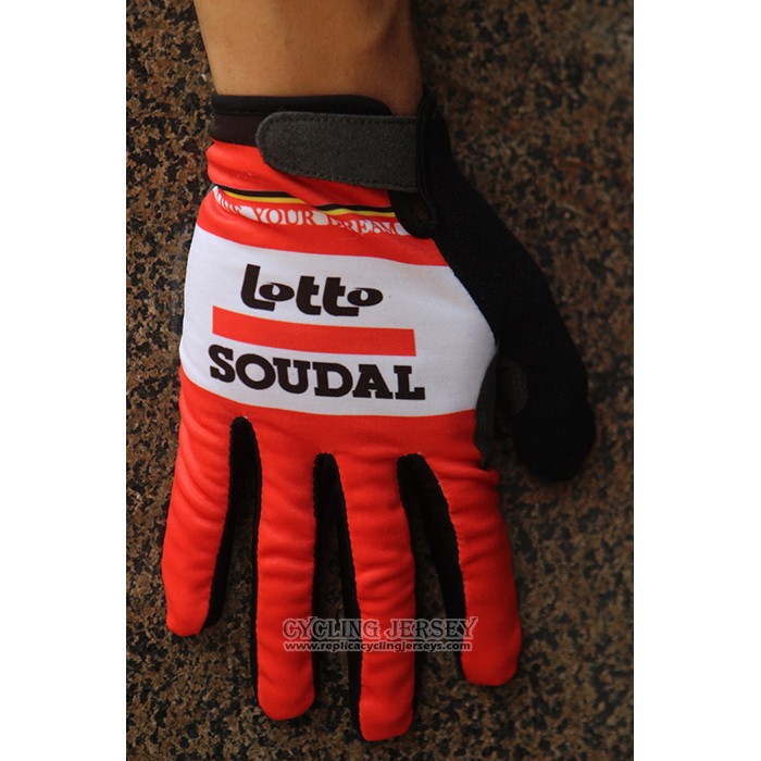 2020 Lotto Soudal Full Finger Gloves Cycling Red White